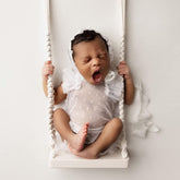 Baby Macrame Flower Swing | Wooden Decorative | Rustic White